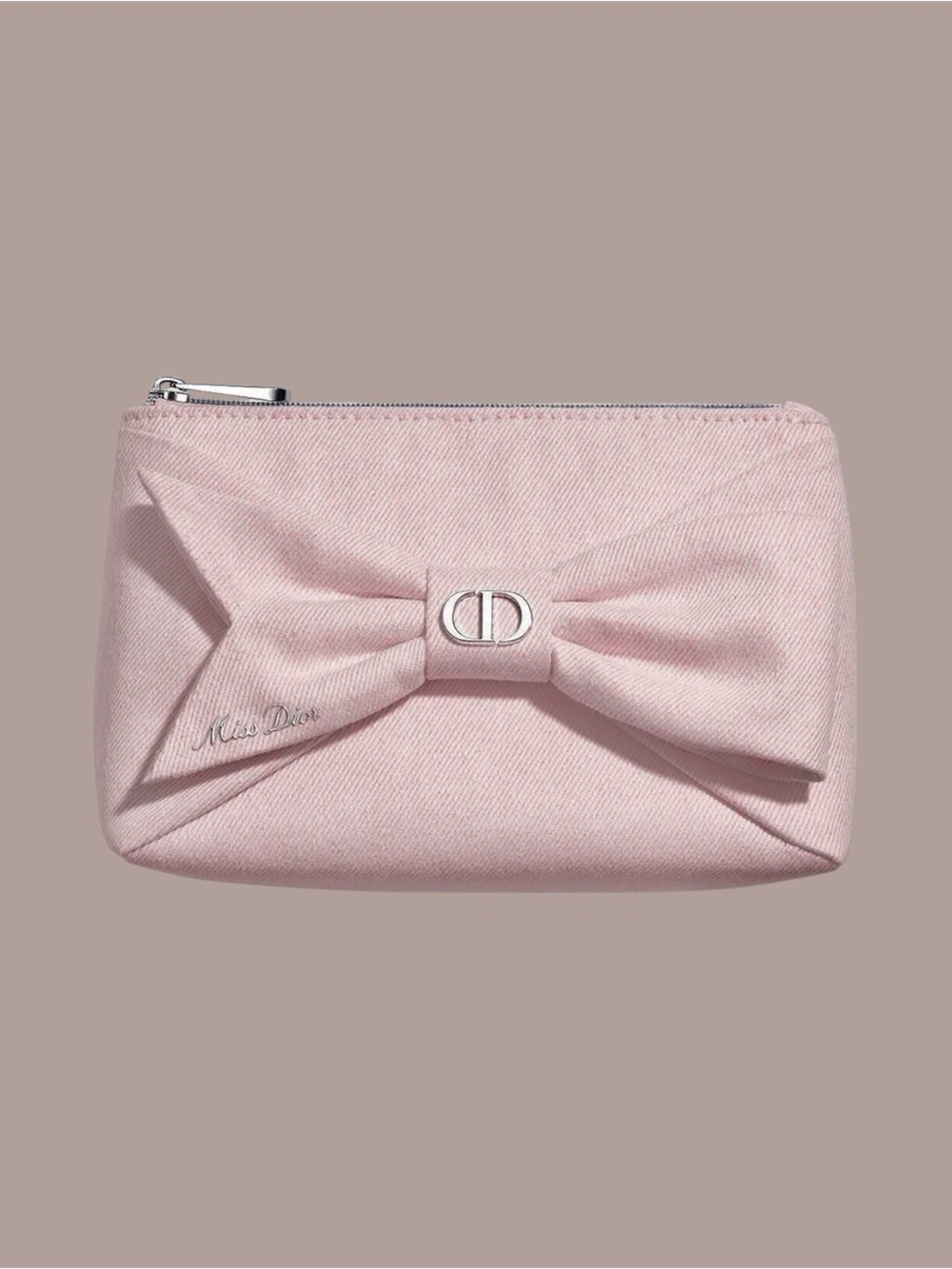 Light-Pink Dior Beauty (Miss Dior) Bow-Embroidered Cosmetic-Makeup Bag